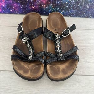 Birkenstock Betula Black Tango Womens 6 US / 37 EU  Floral Slide Sandals Germany